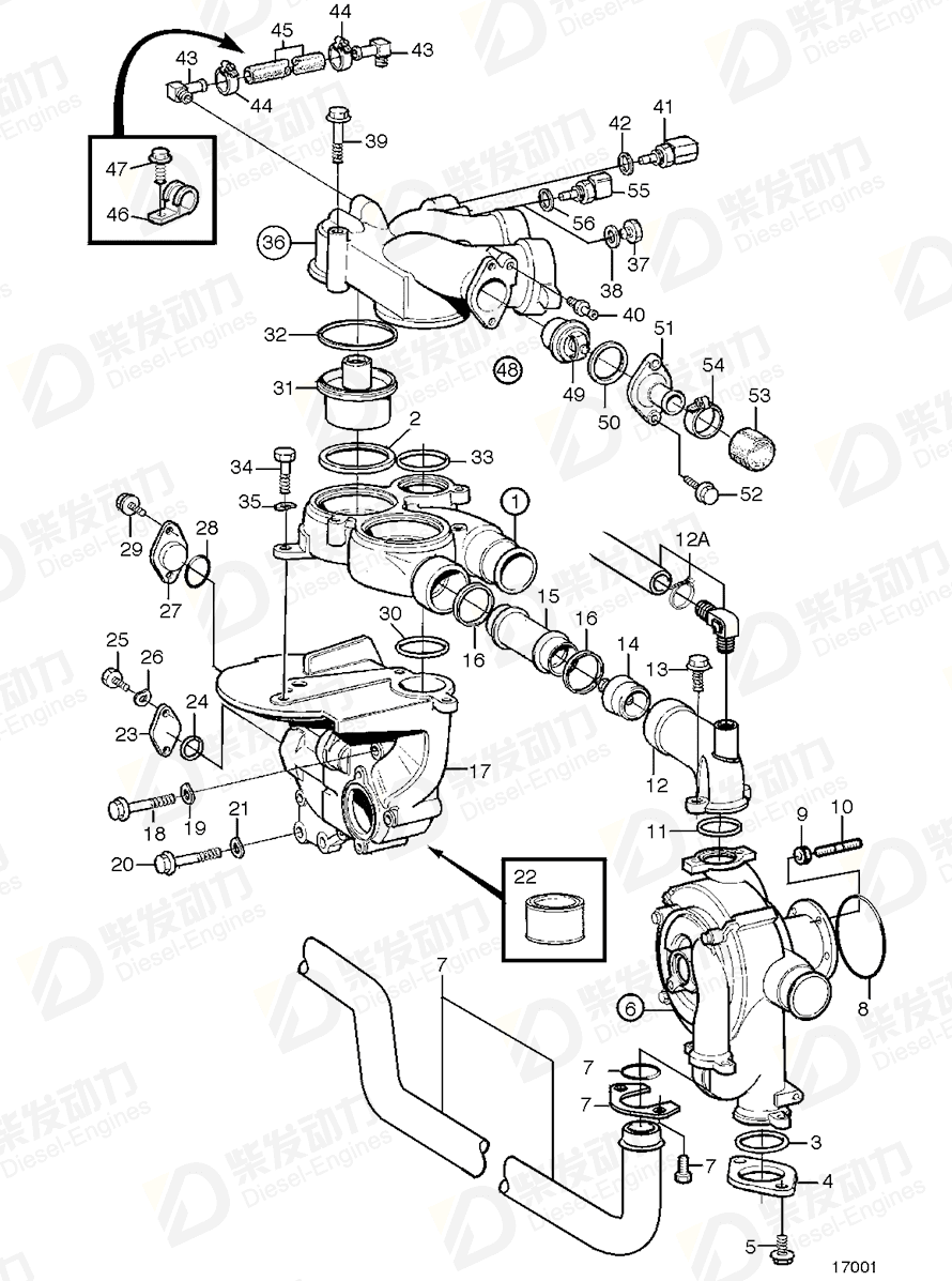 VOLVO Coolant pump 425521 Drawing